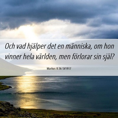 Picture 06 - Markus 8:36 SV1917 - Och vad hjälper det en människa, om hon vinner - Bible Verse Picture