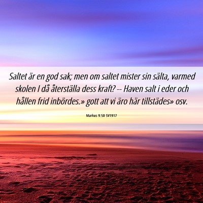 Picture 06 - Markus 9:50 SV1917 - Saltet är en god sak; men om saltet mister sin - Bible Verse Picture