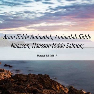 Picture 06 - Matteus 1:4 SV1917 - Aram födde Aminadab, Aminadab födde Naasson, - Bible Verse Picture