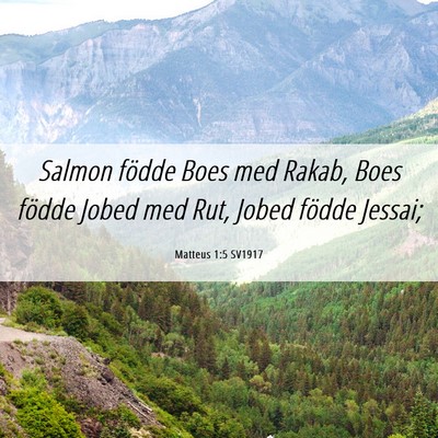Picture 06 - Matteus 1:5 SV1917 - Salmon födde Boes med Rakab, Boes födde Jobed - Bible Verse Picture