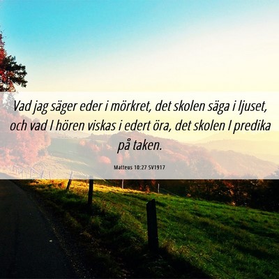 Picture 06 - Matteus 10:27 SV1917 - Vad jag säger eder i mörkret, det skolen säga - Bible Verse Picture