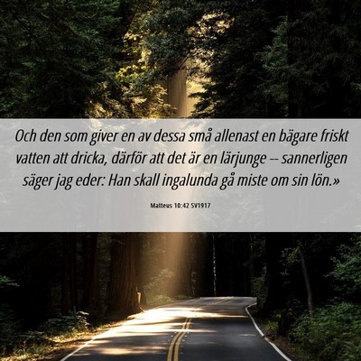 Picture 06 - Matteus 10:42 SV1917 - Och den som giver en av dessa små allenast en - Bible Verse Picture