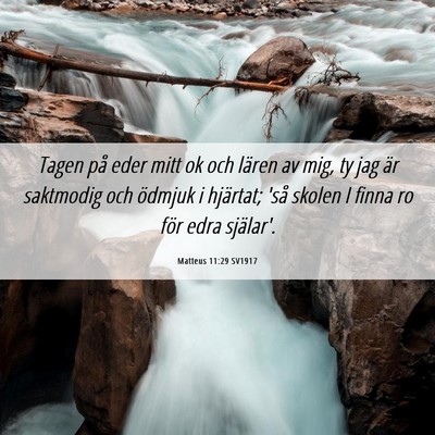 Picture 06 - Matteus 11:29 SV1917 - Tagen på eder mitt ok och lären av mig, ty jag - Bible Verse Picture