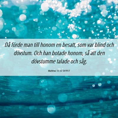 Picture 06 - Matteus 12:22 SV1917 - Då förde man till honom en besatt, som var - Bible Verse Picture