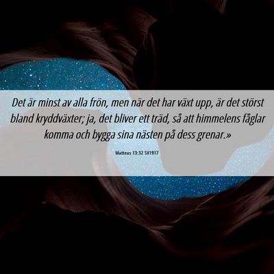 Picture 06 - Matteus 13:32 SV1917 - Det är minst av alla frön, men när det har - Bible Verse Picture