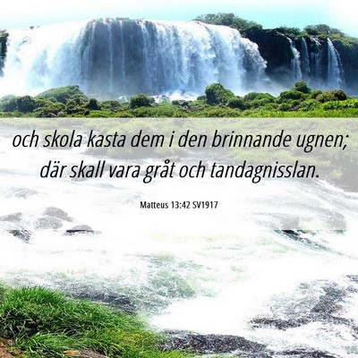 Picture 06 - Matteus 13:42 SV1917 - och skola kasta dem i den brinnande ugnen; där - Bible Verse Picture