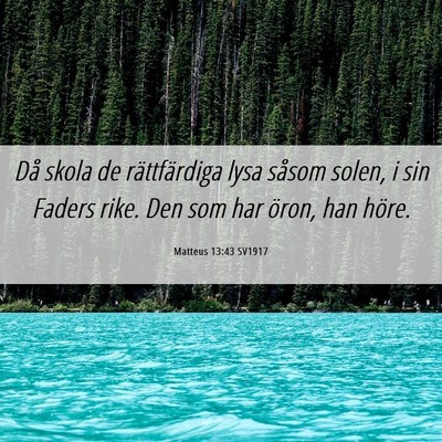 Picture 06 - Matteus 13:43 SV1917 - Då skola de rättfärdiga lysa såsom solen, i - Bible Verse Picture