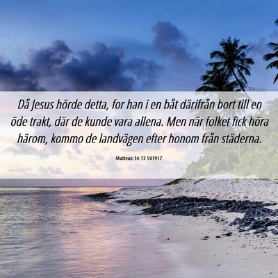 Picture 06 - Matteus 14:13 SV1917 - Då Jesus hörde detta, for han i en båt - Bible Verse Picture
