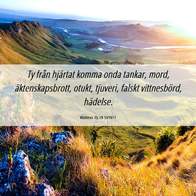 Picture 06 - Matteus 15:19 SV1917 - Ty från hjärtat komma onda tankar, mord, - Bible Verse Picture