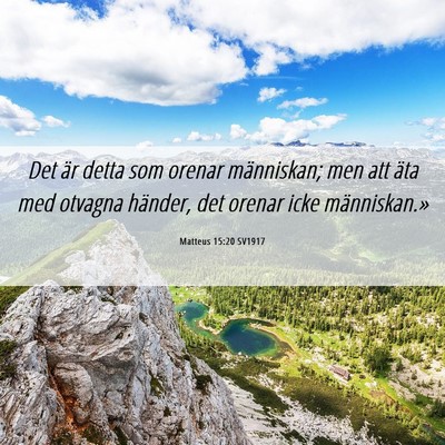 Picture 06 - Matteus 15:20 SV1917 - Det är detta som orenar människan; men att äta - Bible Verse Picture