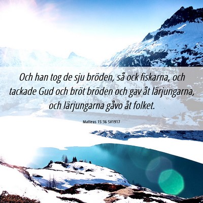 Picture 06 - Matteus 15:36 SV1917 - Och han tog de sju bröden, så ock fiskarna, och - Bible Verse Picture