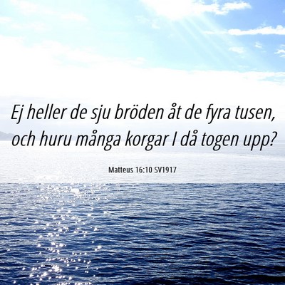 Picture 06 - Matteus 16:10 SV1917 - Ej heller de sju bröden åt de fyra tusen, och - Bible Verse Picture