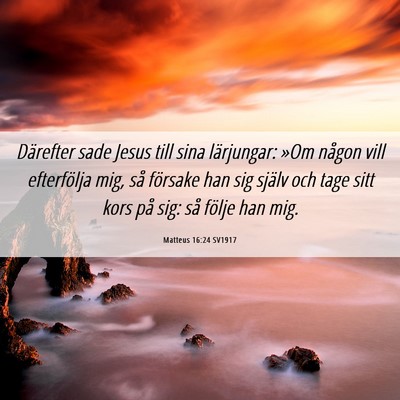 Picture 06 - Matteus 16:24 SV1917 - Därefter sade Jesus till sina lärjungar: »Om - Bible Verse Picture