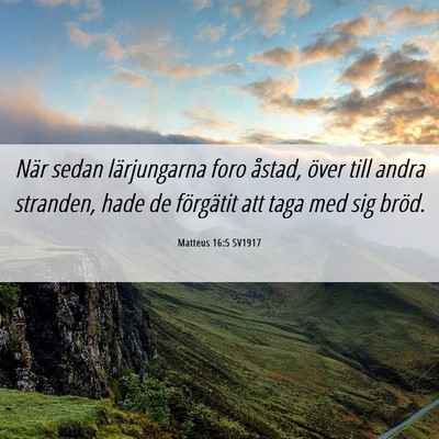 Picture 06 - Matteus 16:5 SV1917 - När sedan lärjungarna foro åstad, över till - Bible Verse Picture