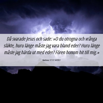 Picture 06 - Matteus 17:17 SV1917 - Då svarade Jesus och sade: »O du otrogna och - Bible Verse Picture