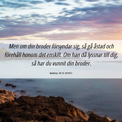 Picture 06 - Matteus 18:15 SV1917 - Men om din broder försyndar sig, så gå åstad - Bible Verse Picture
