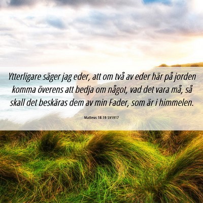 Picture 06 - Matteus 18:19 SV1917 - Ytterligare säger jag eder, att om två av eder - Bible Verse Picture