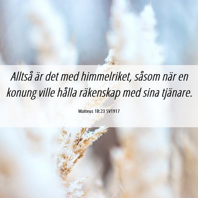 Picture 06 - Matteus 18:23 SV1917 - Alltså är det med himmelriket, såsom när en - Bible Verse Picture