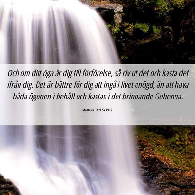 Picture 06 - Matteus 18:9 SV1917 - Och om ditt öga är dig till förförelse, så - Bible Verse Picture