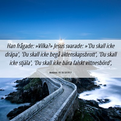 Picture 06 - Matteus 19:18 SV1917 - Han frågade: »Vilka?» Jesus svarade: »'Du - Bible Verse Picture