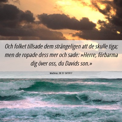 Picture 06 - Matteus 20:31 SV1917 - Och folket tillsade dem strängeligen att de - Bible Verse Picture