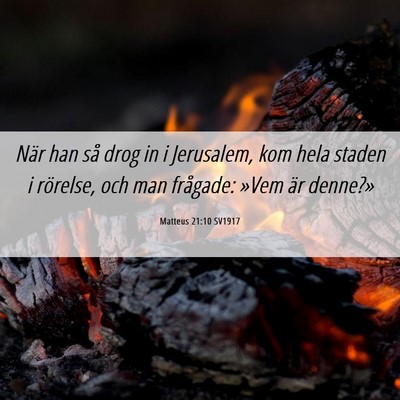 Picture 06 - Matteus 21:10 SV1917 - När han så drog in i Jerusalem, kom hela staden - Bible Verse Picture