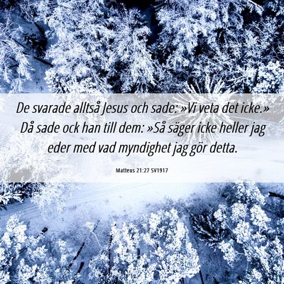 Picture 06 - Matteus 21:27 SV1917 - De svarade alltså Jesus och sade: »Vi veta det - Bible Verse Picture