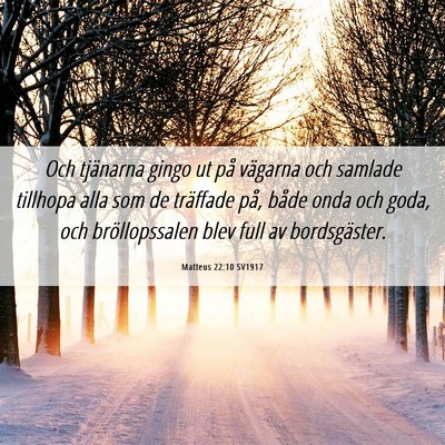 Picture 06 - Matteus 22:10 SV1917 - Och tjänarna gingo ut på vägarna och samlade - Bible Verse Picture