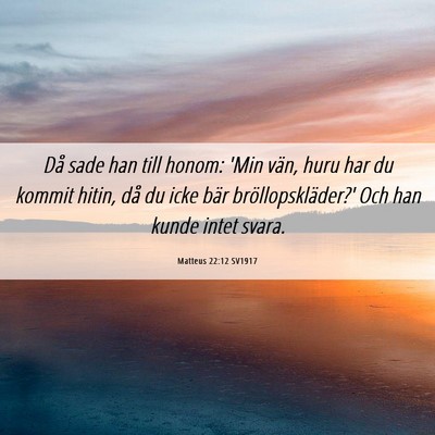 Picture 06 - Matteus 22:12 SV1917 - Då sade han till honom: 'Min vän, huru har du - Bible Verse Picture