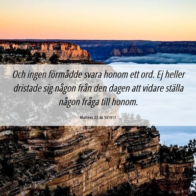 Picture 06 - Matteus 22:46 SV1917 - Och ingen förmådde svara honom ett ord. Ej - Bible Verse Picture