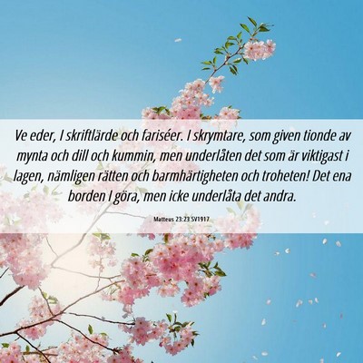 Picture 06 - Matteus 23:23 SV1917 - Ve eder, I skriftlärde och fariséer. I - Bible Verse Picture