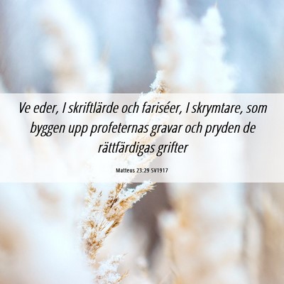 Picture 06 - Matteus 23:29 SV1917 - Ve eder, I skriftlärde och fariséer, I - Bible Verse Picture