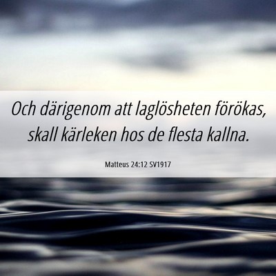 Picture 06 - Matteus 24:12 SV1917 - Och därigenom att laglösheten förökas, skall - Bible Verse Picture