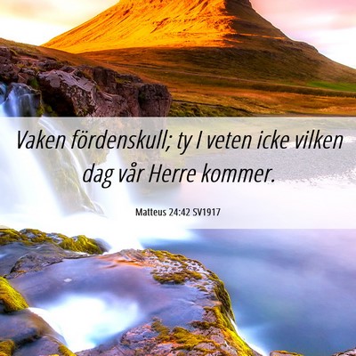 Picture 06 - Matteus 24:42 SV1917 - Vaken fördenskull; ty I veten icke vilken dag - Bible Verse Picture