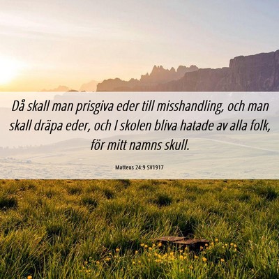 Picture 06 - Matteus 24:9 SV1917 - Då skall man prisgiva eder till misshandling, - Bible Verse Picture