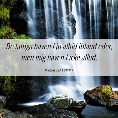 Picture 06 - Matteus 26:11 SV1917 - De fattiga haven I ju alltid ibland eder, men mig - Bible Verse Picture