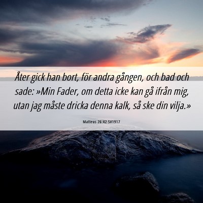 Picture 06 - Matteus 26:42 SV1917 - Åter gick han bort, för andra gången, och bad - Bible Verse Picture