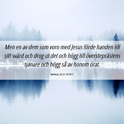 Picture 06 - Matteus 26:51 SV1917 - Men en av dem som voro med Jesus förde handen - Bible Verse Picture