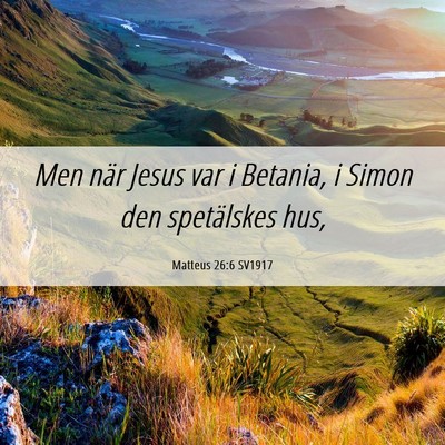Picture 06 - Matteus 26:6 SV1917 - Men när Jesus var i Betania, i Simon den - Bible Verse Picture