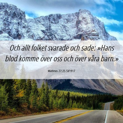 Picture 06 - Matteus 27:25 SV1917 - Och allt folket svarade och sade: »Hans blod - Bible Verse Picture