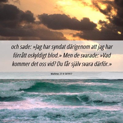 Picture 06 - Matteus 27:4 SV1917 - och sade: »Jag har syndat därigenom att jag har - Bible Verse Picture