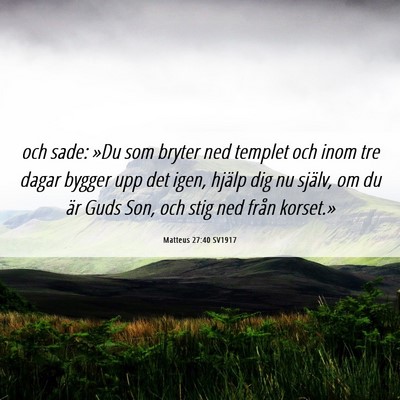 Picture 06 - Matteus 27:40 SV1917 - och sade: »Du som bryter ned templet och inom - Bible Verse Picture