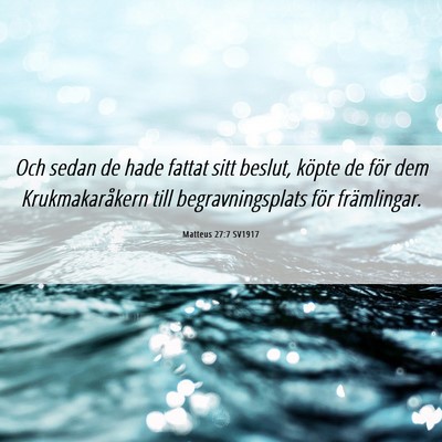 Picture 06 - Matteus 27:7 SV1917 - Och sedan de hade fattat sitt beslut, köpte de - Bible Verse Picture