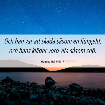 Picture 06 - Matteus 28:3 SV1917 - Och han var att skåda såsom en ljungeld, och - Bible Verse Picture