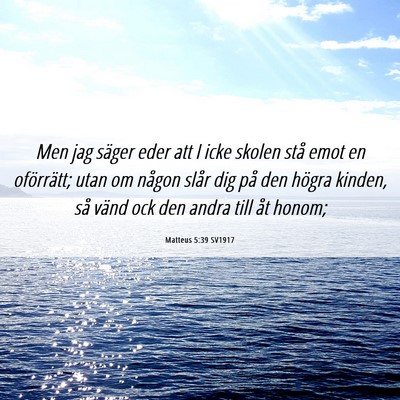 Picture 06 - Matteus 5:39 SV1917 - Men jag säger eder att I icke skolen stå emot - Bible Verse Picture