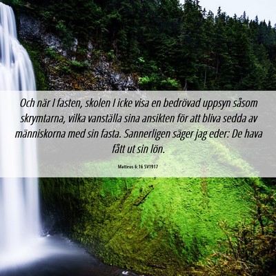 Picture 06 - Matteus 6:16 SV1917 - Och när I fasten, skolen I icke visa en - Bible Verse Picture
