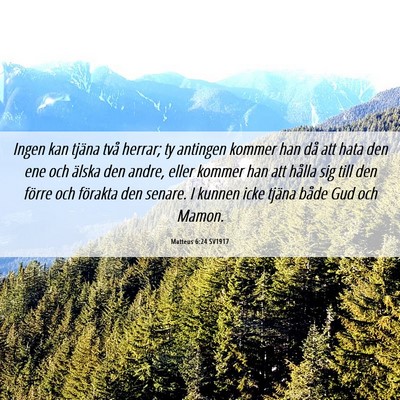 Picture 06 - Matteus 6:24 SV1917 - Ingen kan tjäna två herrar; ty antingen kommer - Bible Verse Picture