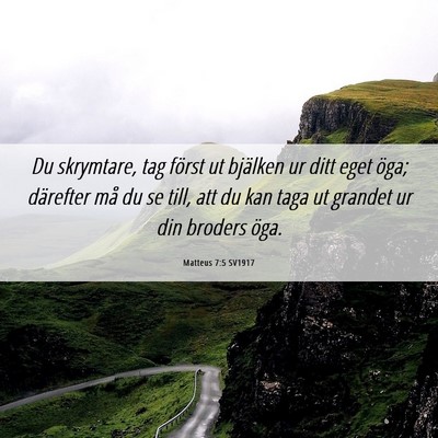 Picture 06 - Matteus 7:5 SV1917 - Du skrymtare, tag först ut bjälken ur ditt eget - Bible Verse Picture