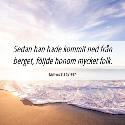 Picture 06 - Matteus 8:1 SV1917 - Sedan han hade kommit ned från berget, följde - Bible Verse Picture