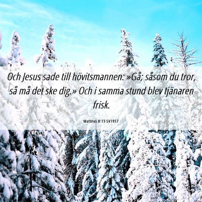 Picture 06 - Matteus 8:13 SV1917 - Och Jesus sade till hövitsmannen: »Gå; såsom - Bible Verse Picture